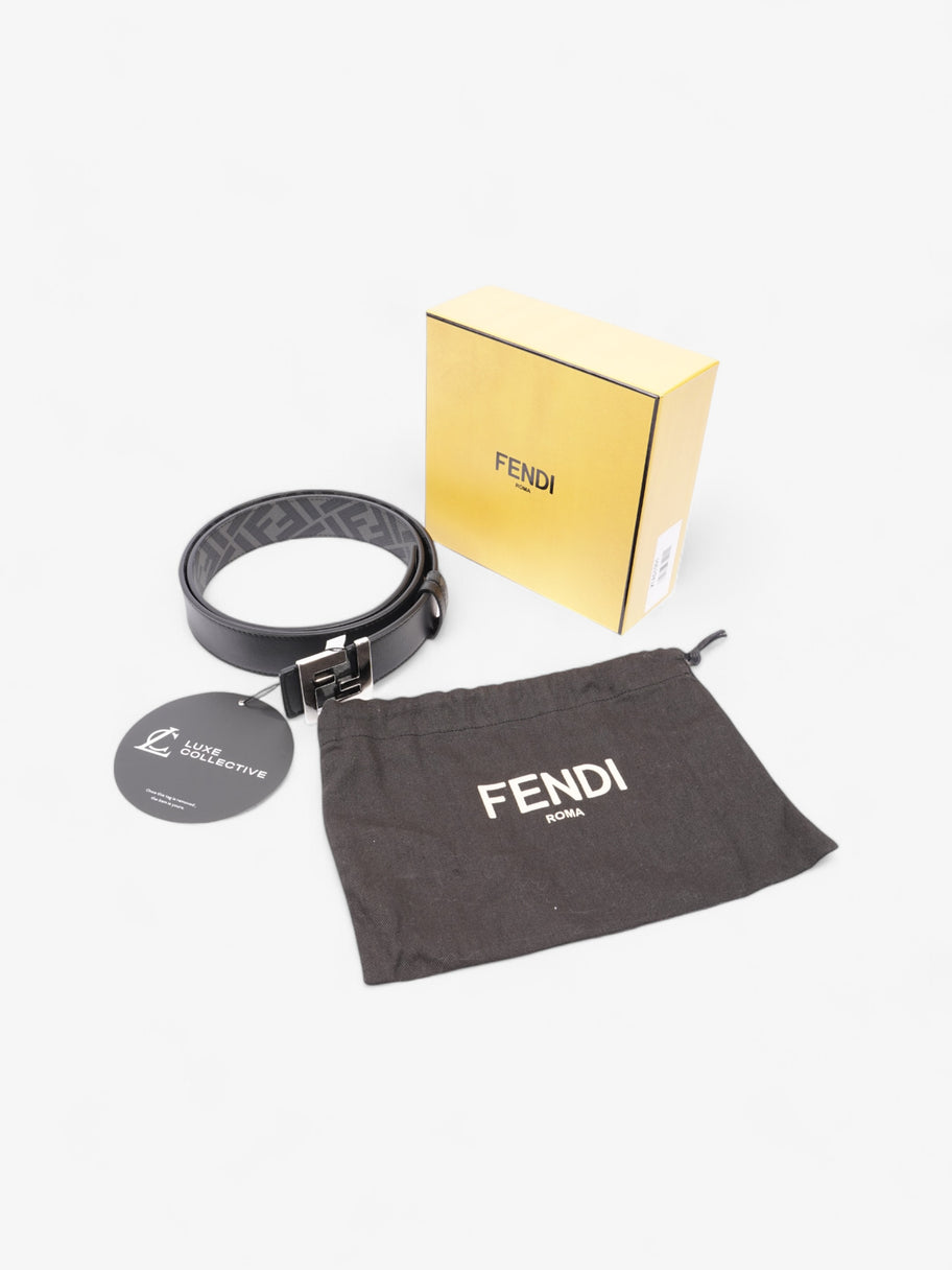 Fendi FF Reversible Belt Black / Grey / Silver Canvas 95cm / 38