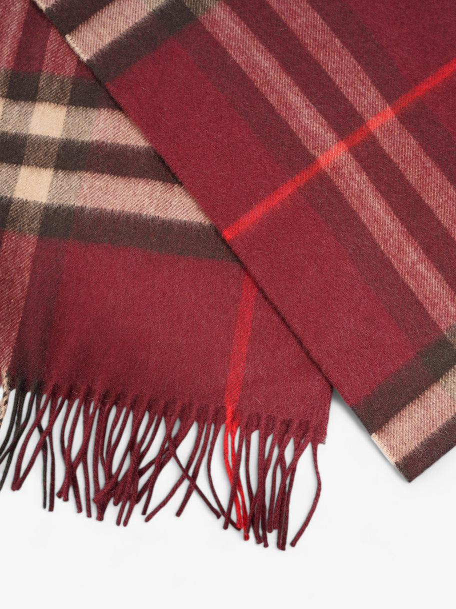 Burberry Giant Check Scarf Burgundy Cashmere Image 2