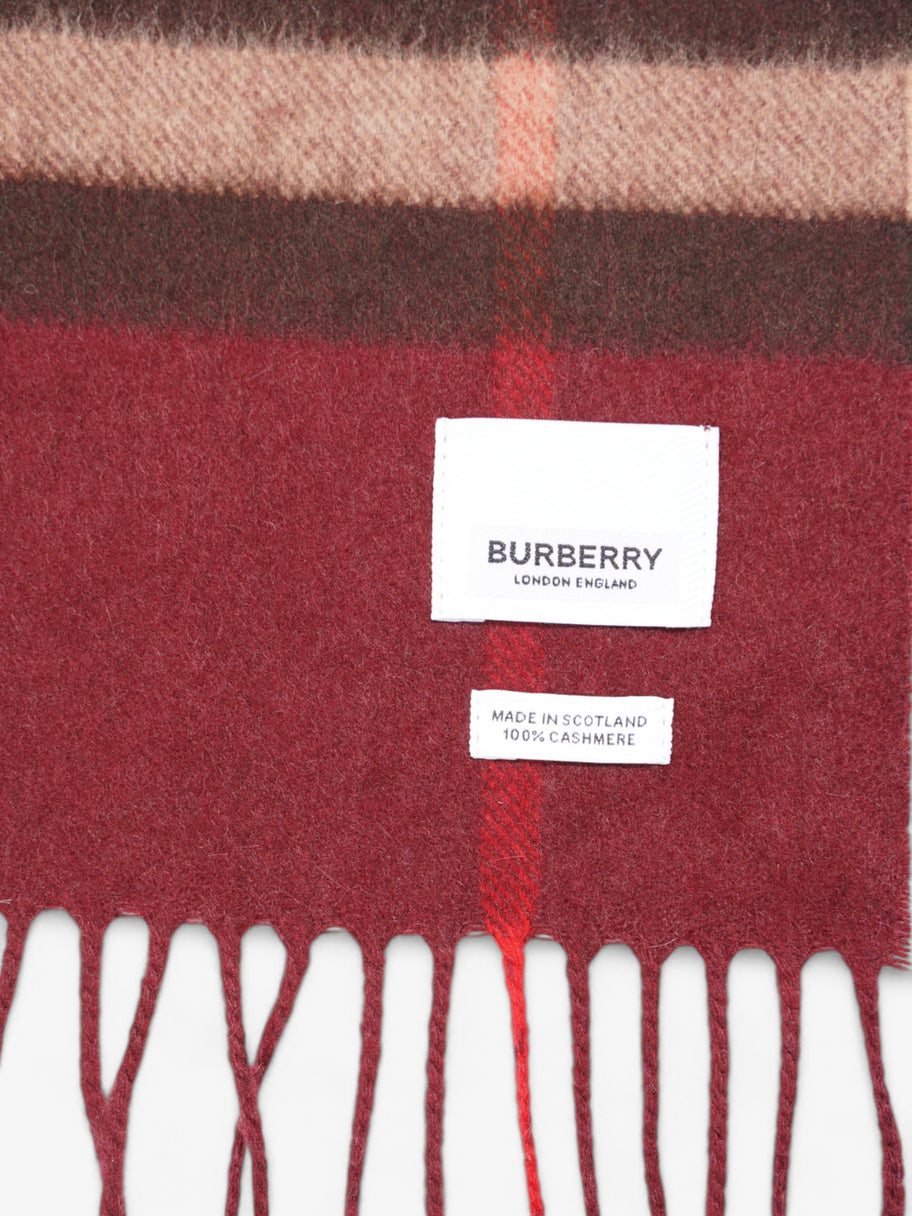 Burberry Giant Check Scarf Burgundy Cashmere Image 3