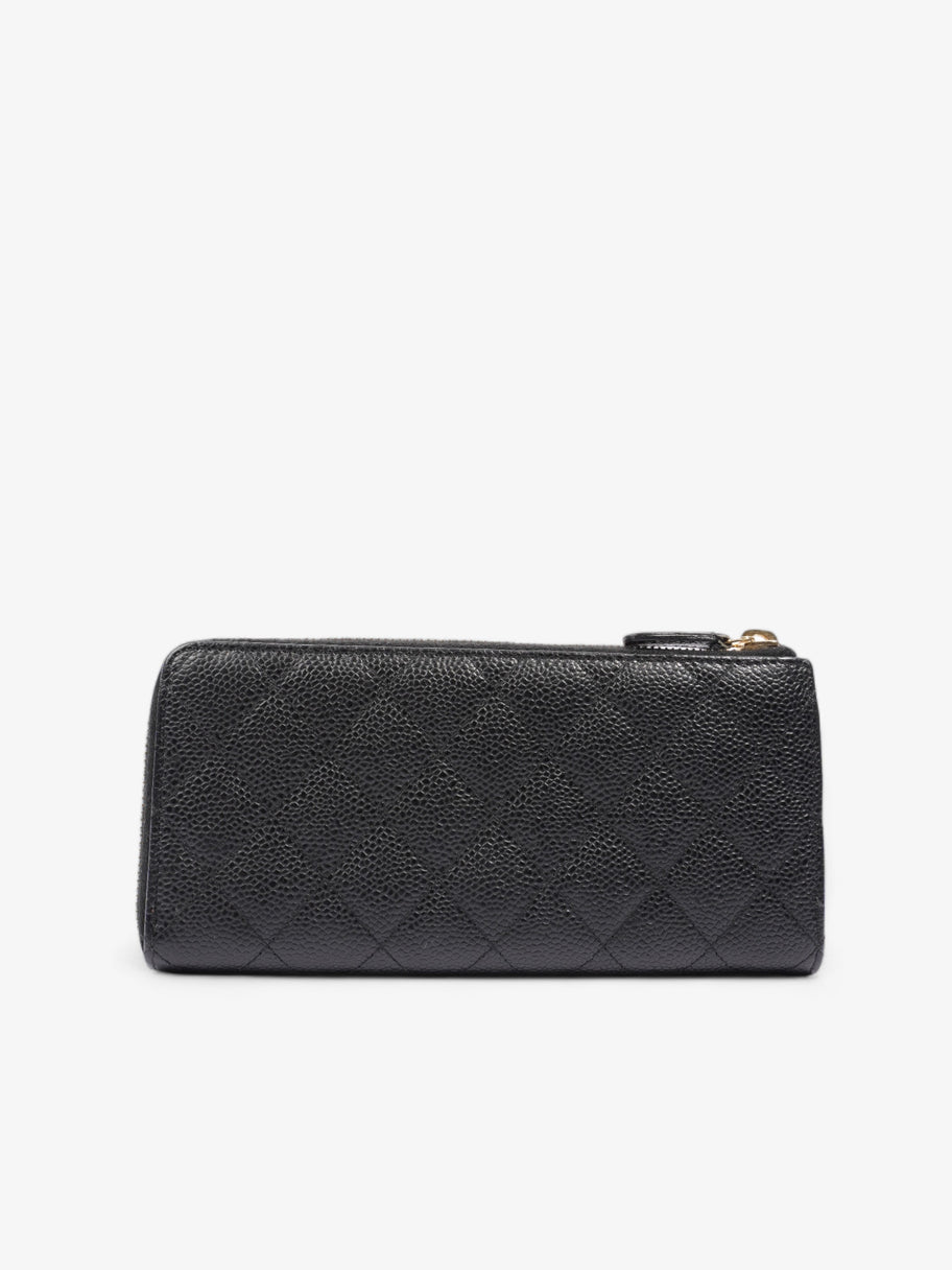 Chanel Half Zip Long Wallet Black Matelasse Leather Image 3