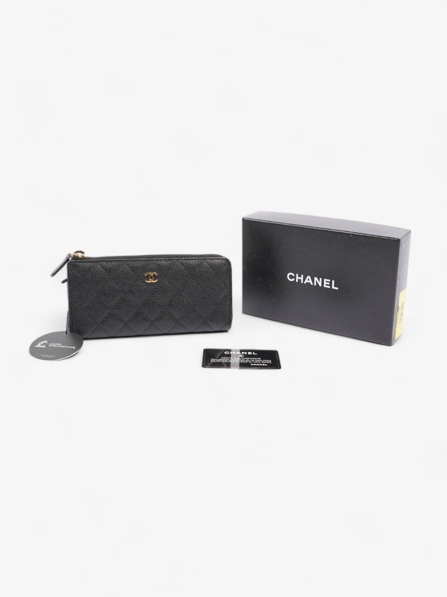 Chanel Half Zip Long Wallet Black Matelasse Leather Image 7