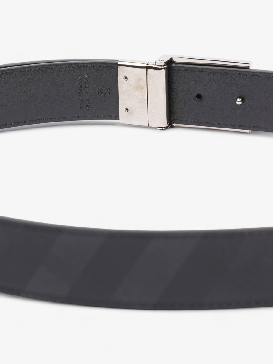 Burberry Plaque Buckle Belt Black / Dark Charcoal Leather 95cm 38