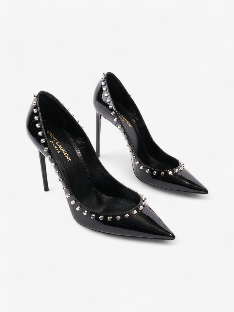  Saint Laurent Saint Zoe Heels 105 Black Patent Leather EU 39 UK 6