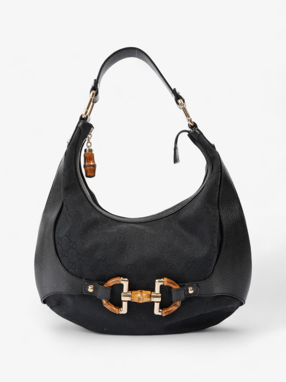 Gucci Amalfi Horsebit Hobo GG Supreme / Black / Brown Canvas Image 1