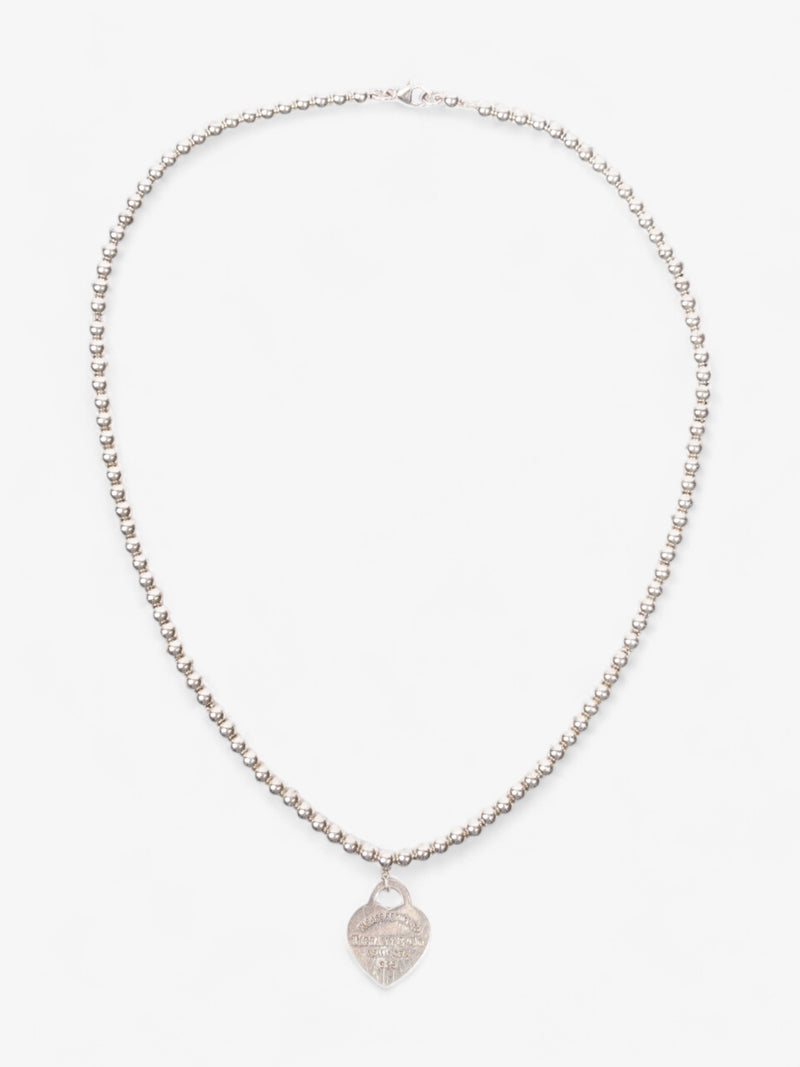  Tiffany and Co Return to Tiffany Heart Tag Bead Necklace Silver Silver Sterling