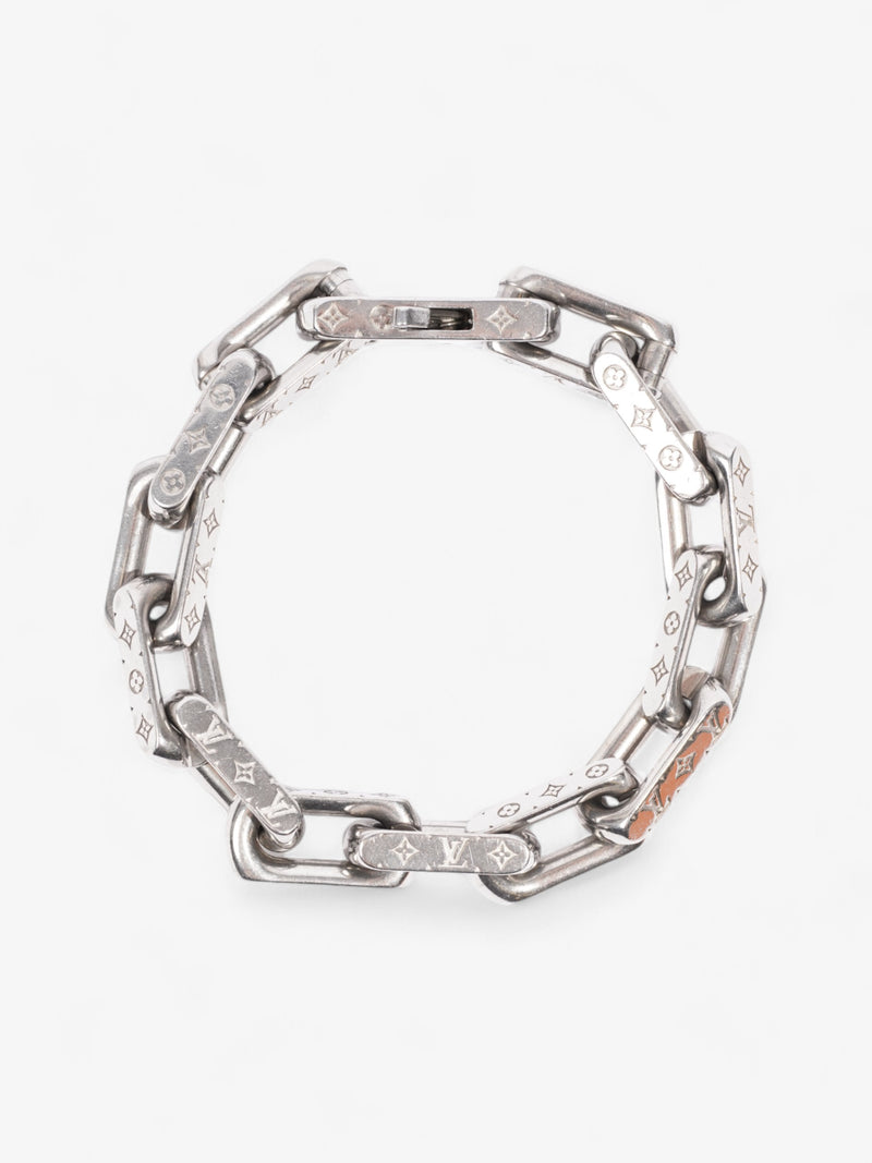  Louis Vuitton Monogram Chain Bracelet Silver Stainless Steel Medium