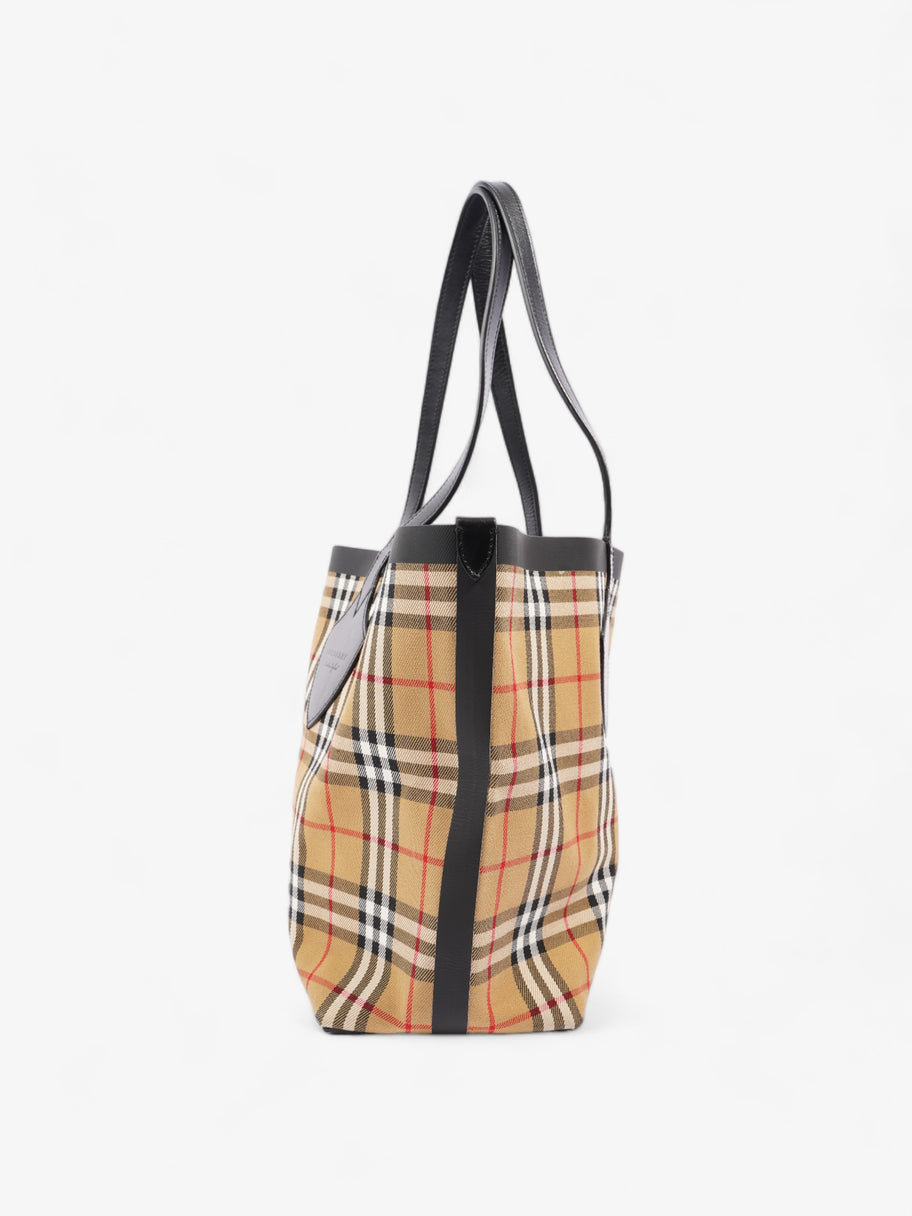 Burberry Reversible Giant Tote Vintage Check Canvas Image 3