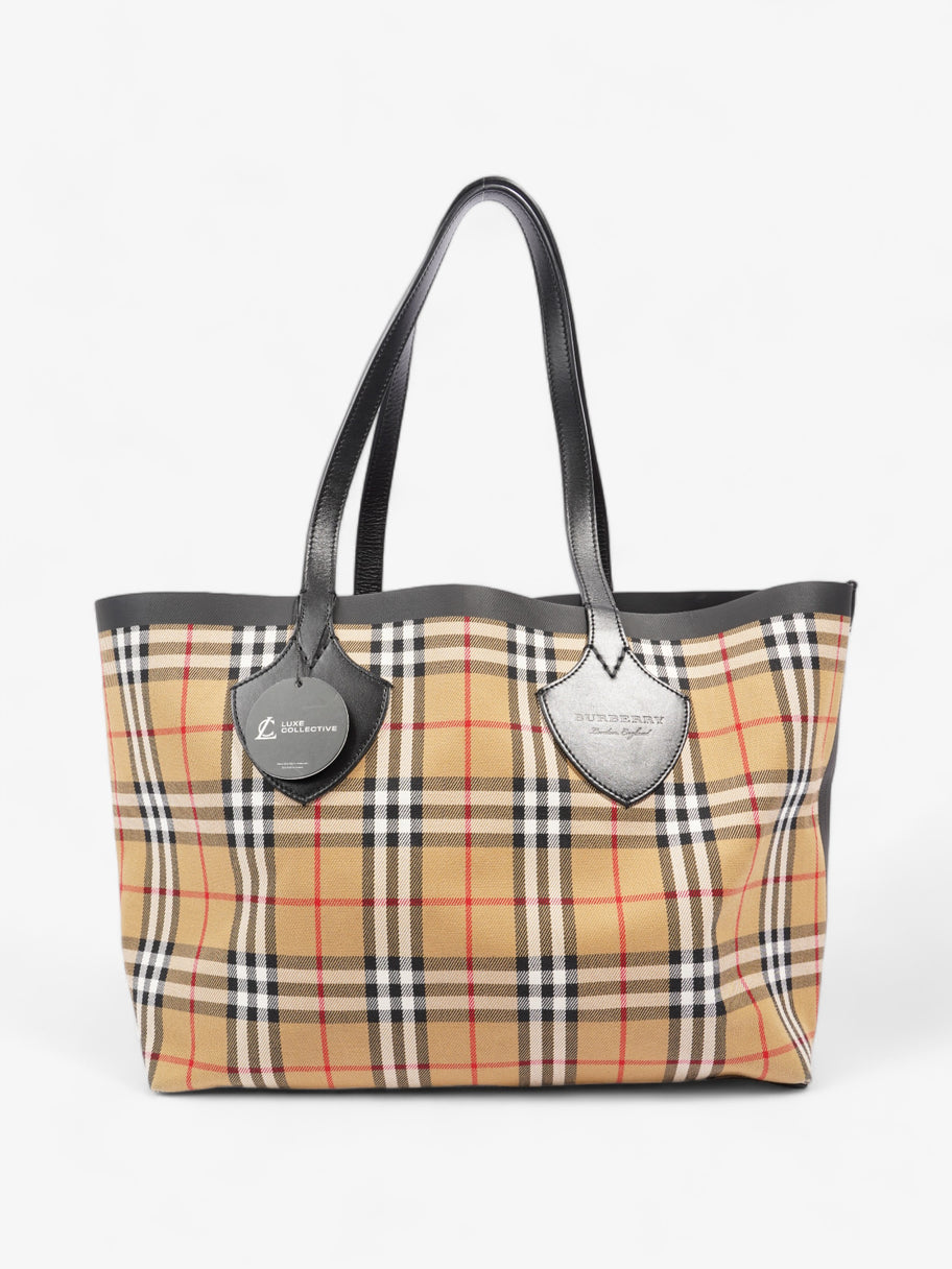 Burberry Reversible Giant Tote Vintage Check Canvas Image 8