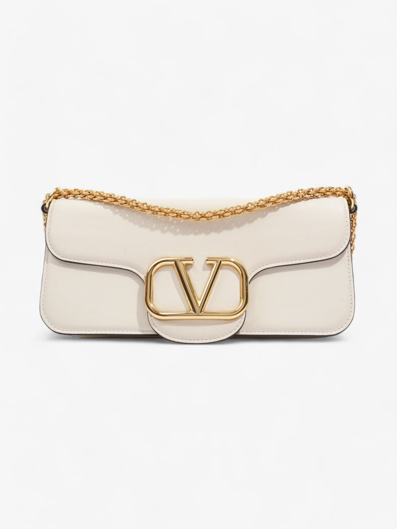  Valentino VLogo Loco Shoulder Bag Ivory Calfskin Leather