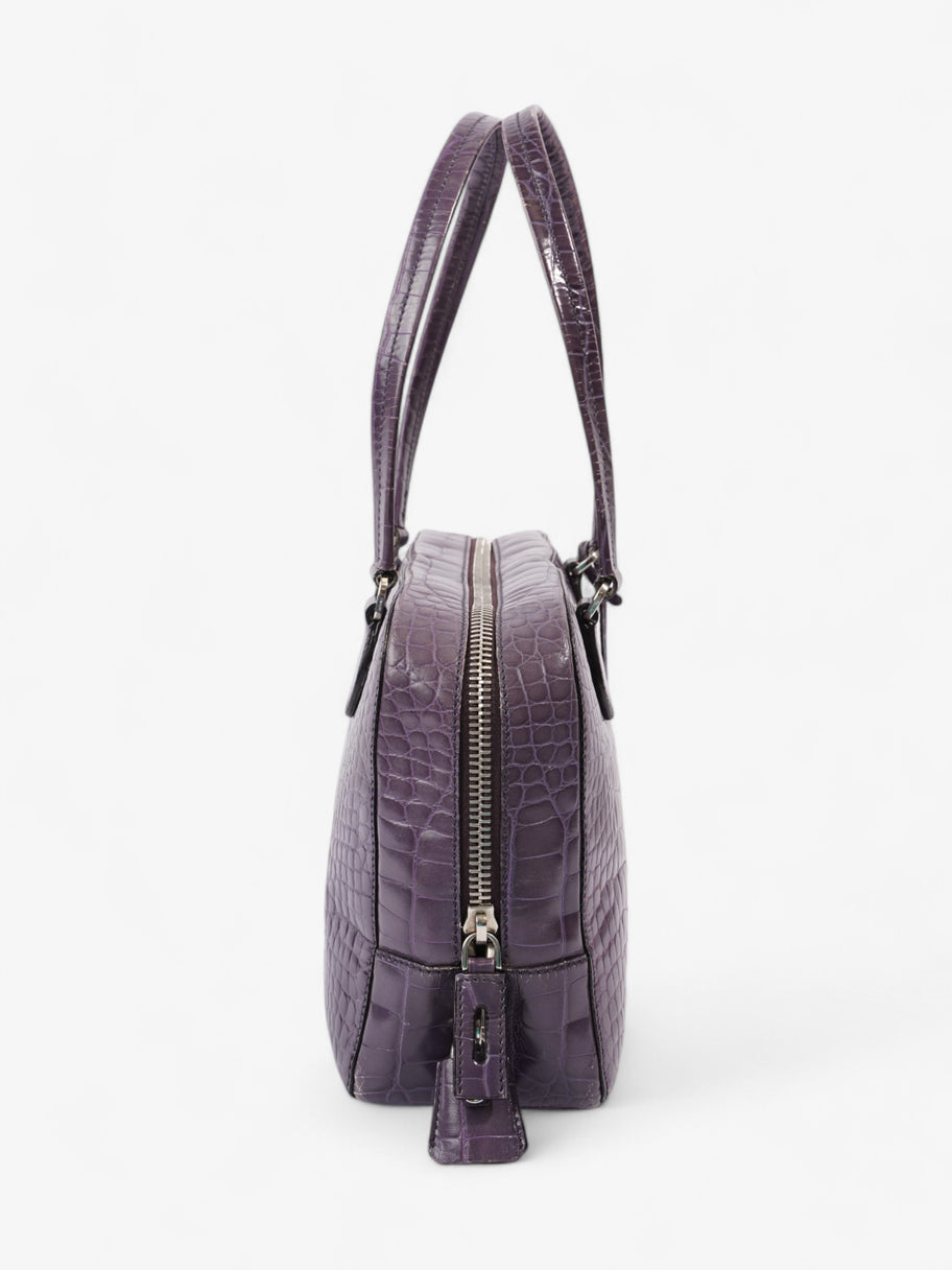 Prada Bauletto Bag Purple Embossed Leather Image 3