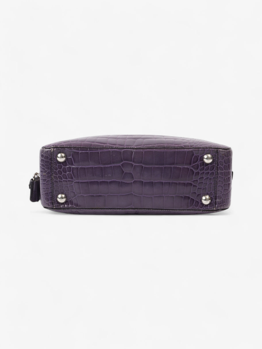 Prada Bauletto Bag Purple Embossed Leather Image 6