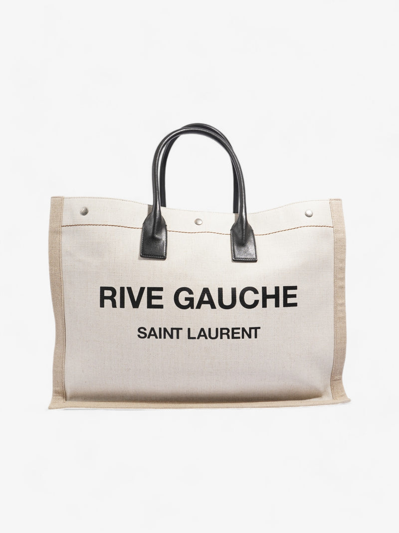  Saint Laurent Rive Gauche Tote Black / Natural Canvas