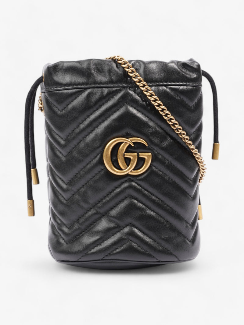  Gucci GG Marmont Bucket Bag Black Matelasse Leather