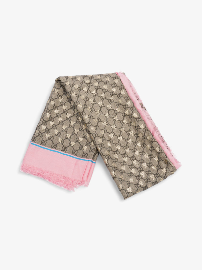  Gucci Bee GG Scarf Beige And Ebony GG Supreme / Pink / Gold Silk