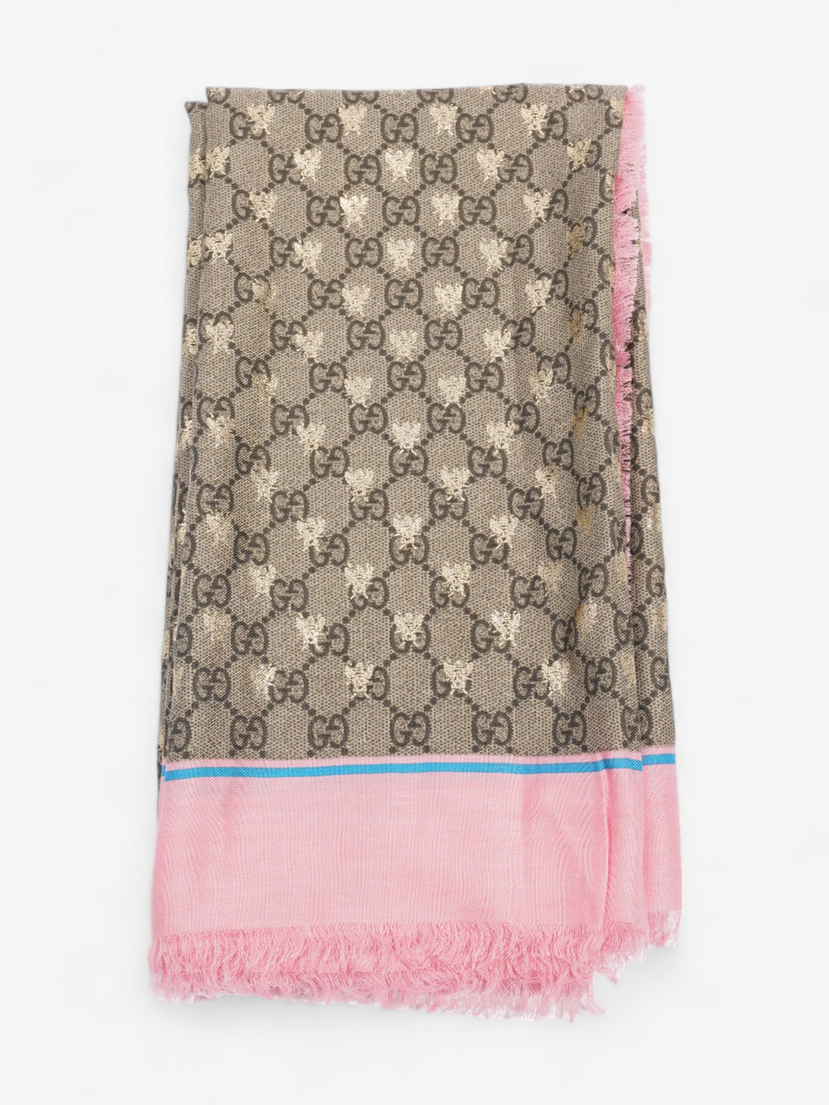 Gucci Bee GG Scarf Beige And Ebony GG Supreme / Pink / Gold Silk Image 2