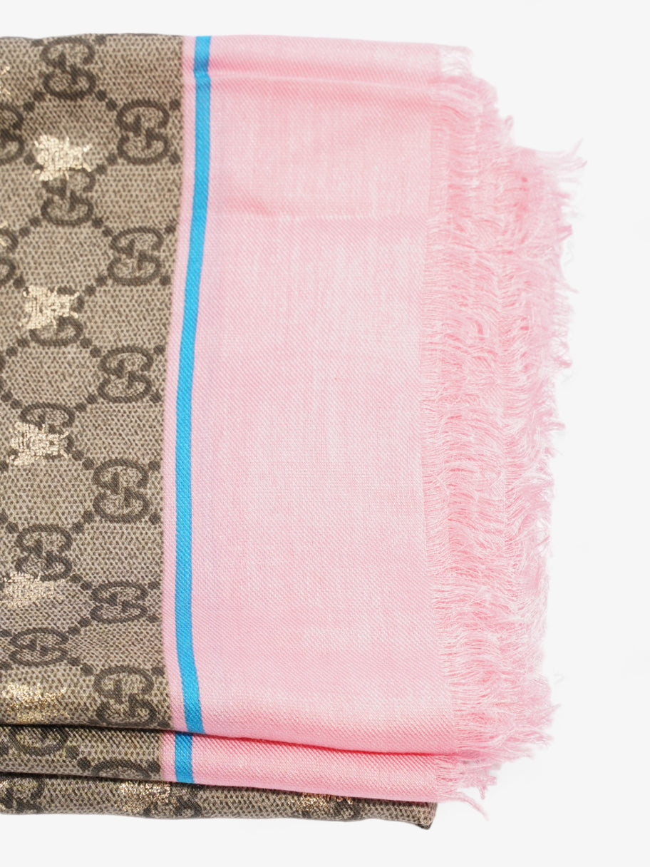 Gucci Bee GG Scarf Beige And Ebony GG Supreme / Pink / Gold Silk Image 4