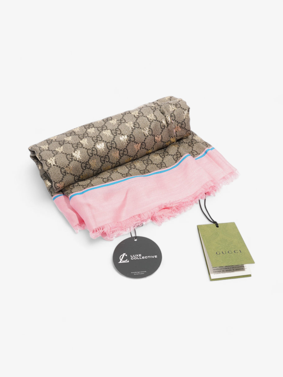 Gucci Bee GG Scarf Beige And Ebony GG Supreme / Pink / Gold Silk Image 7