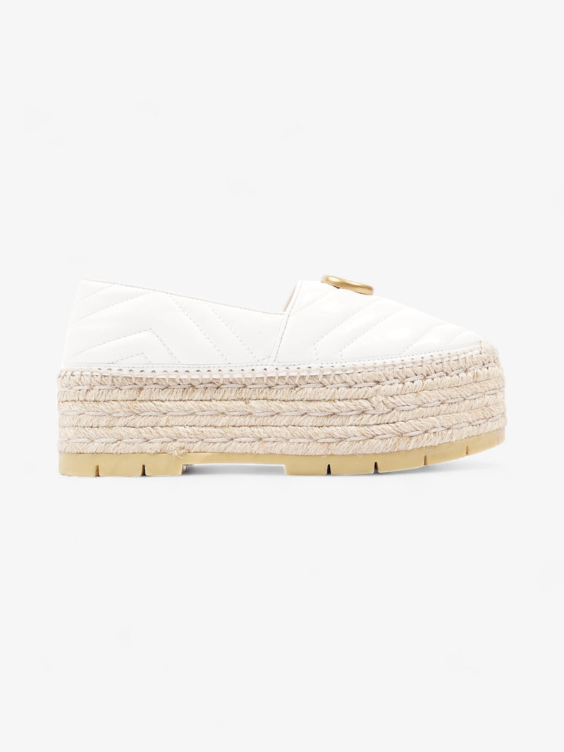  Gucci GG Marmont Platform Espadrille White / Gold Nappa Leather EU 36.5 UK 3.5