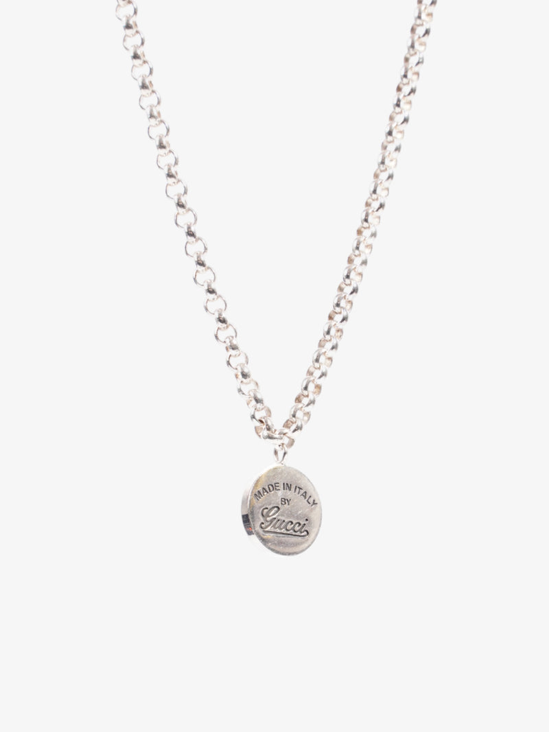  Gucci Logo Circle Necklace Silver Silver Sterling