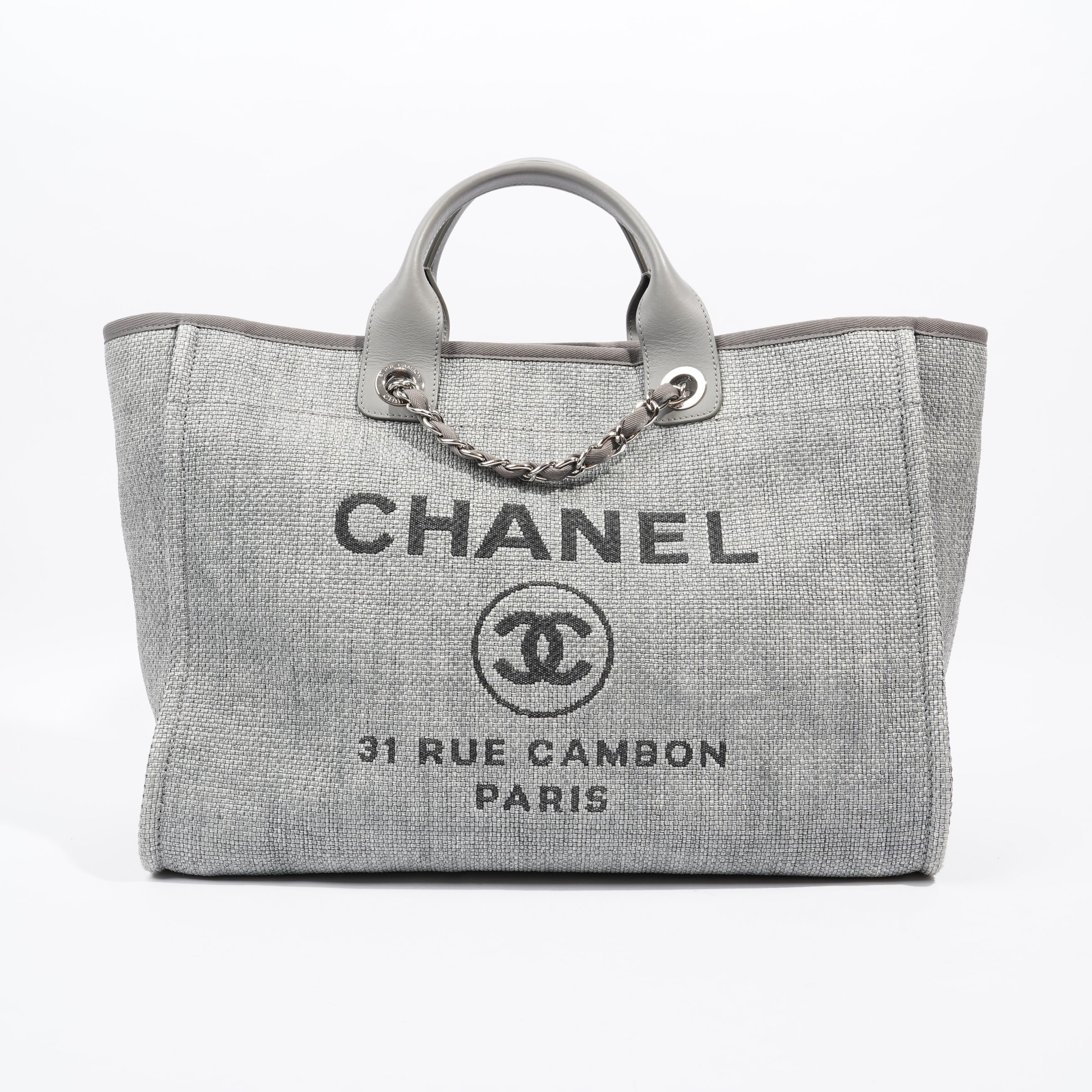 Chanel linen tote outlet bag