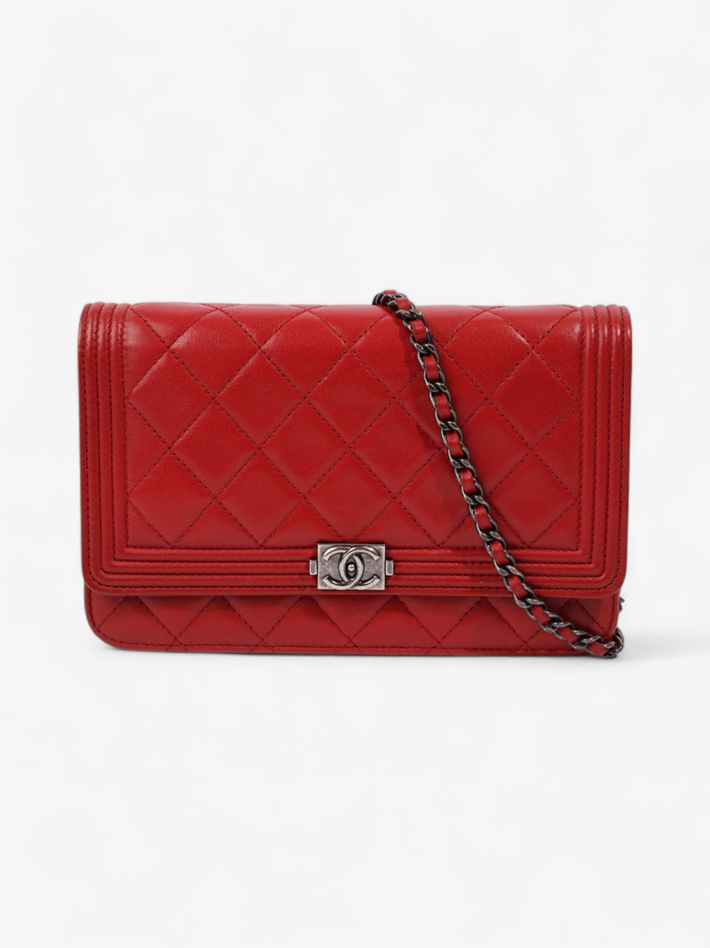  Chanel Wallet On Chain Red Lambskin Leather