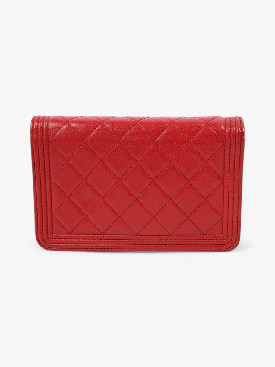 Chanel Wallet On Chain Red Lambskin Leather Image 4