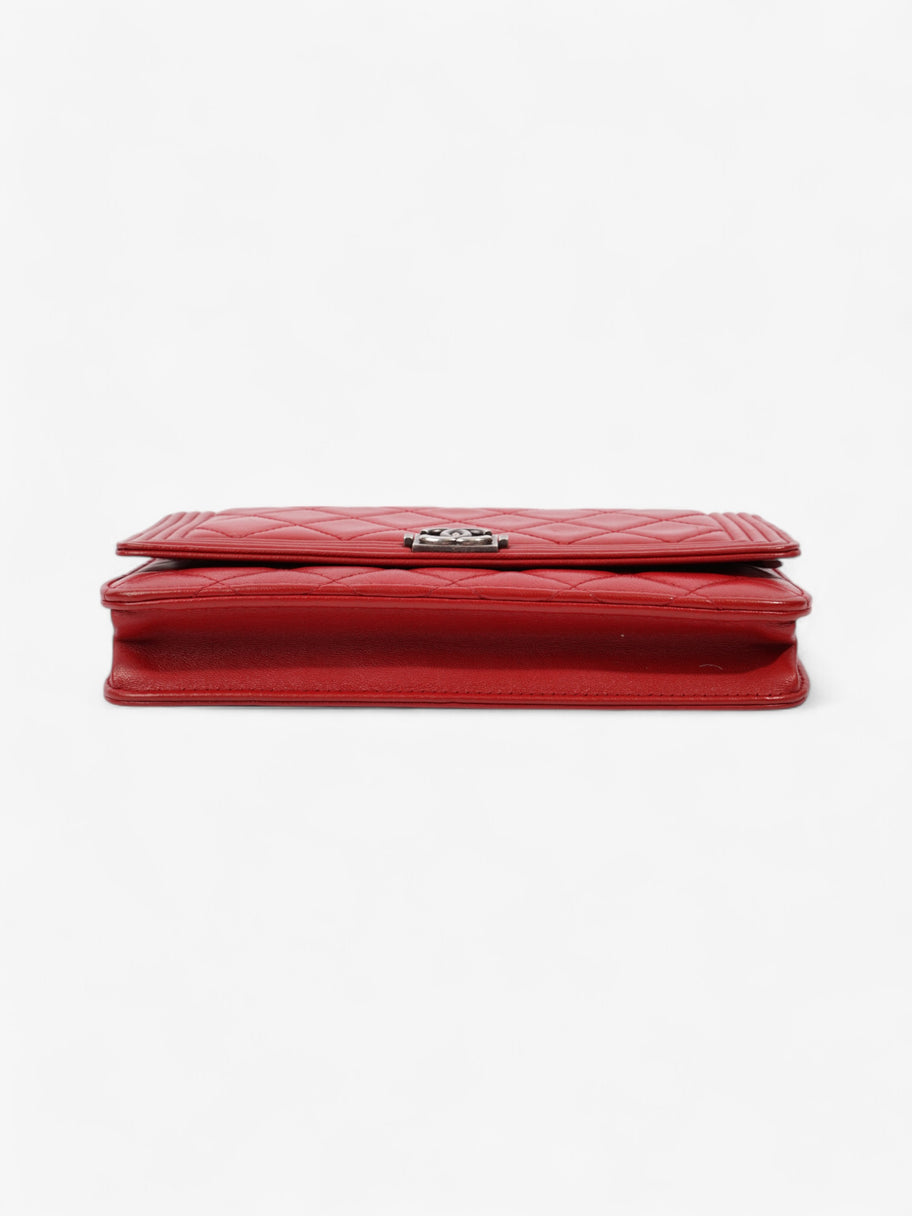 Chanel Wallet On Chain Red Lambskin Leather Image 6