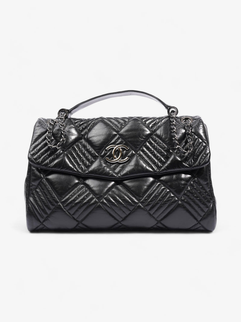  Chanel In and Out Flap Bag Black Lambskin Leather Maxi