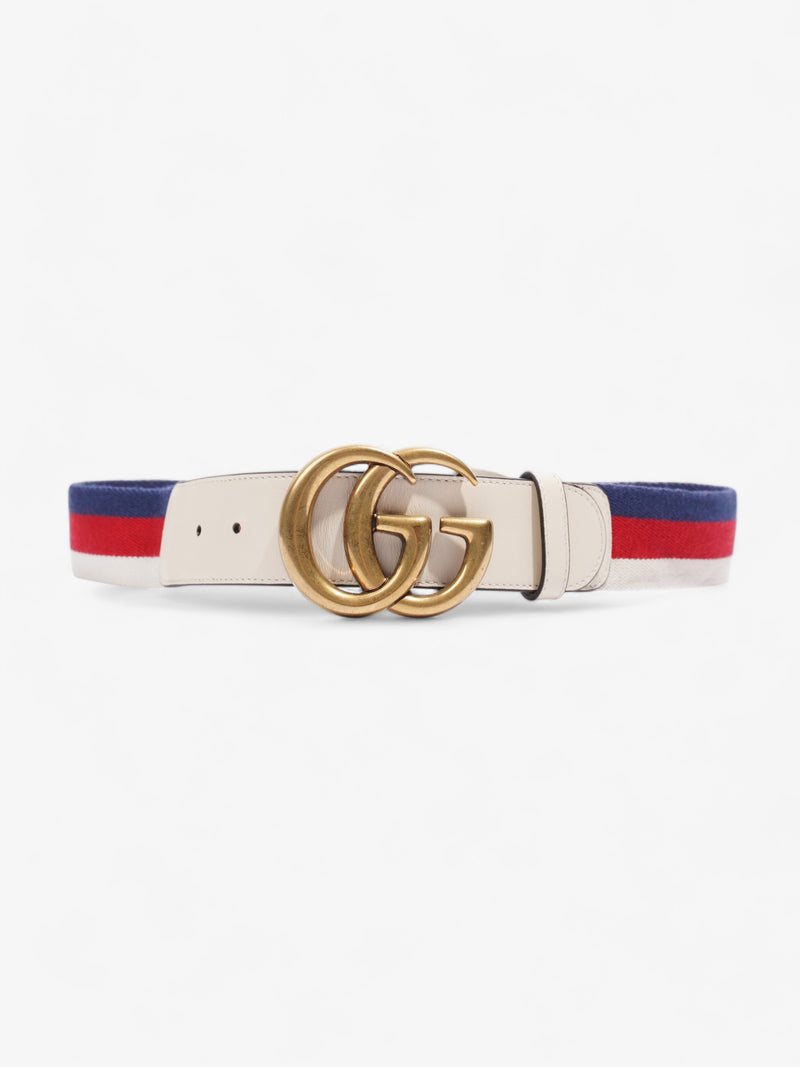  GG Marmont Belt White / Red / Blue Canvas 75cm 30