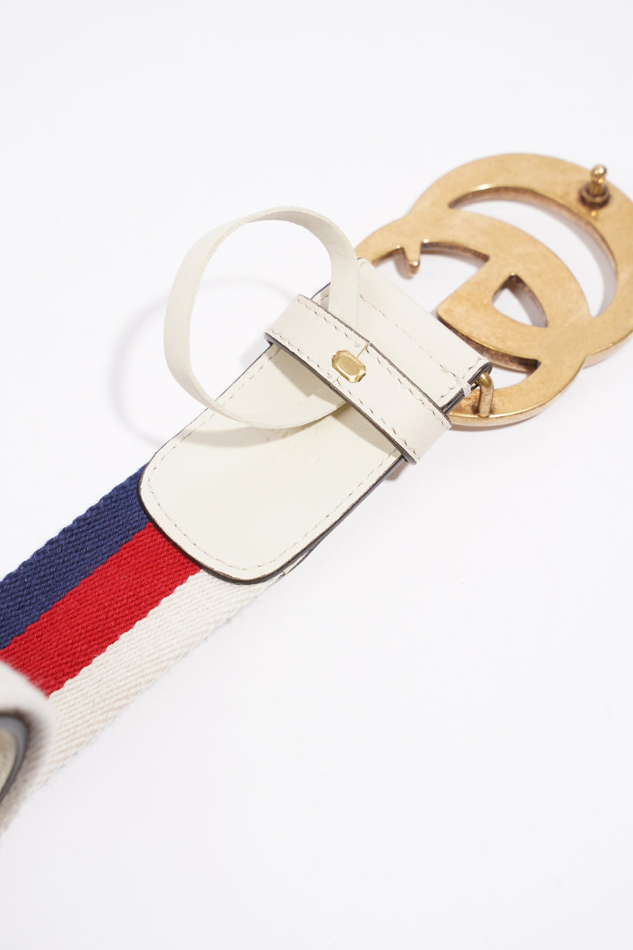 GG Marmont Belt White / Red / Blue Canvas 75cm 30