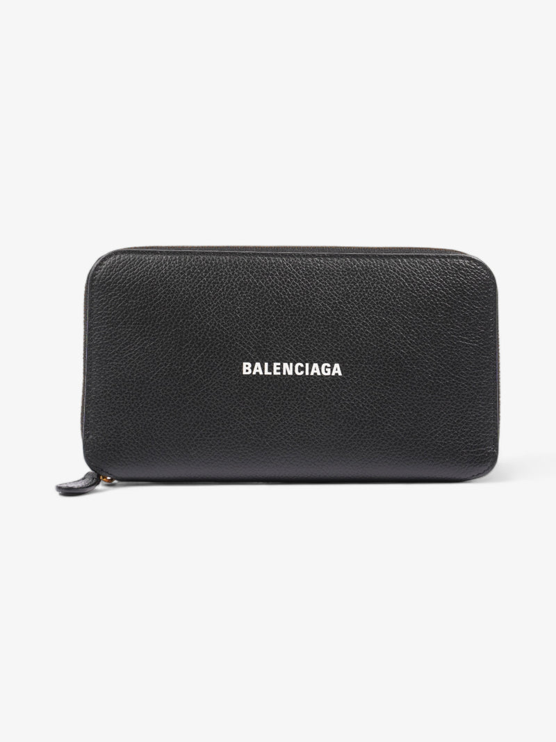  Balenciaga Rectangle Logo-Print Wallet Black Leather