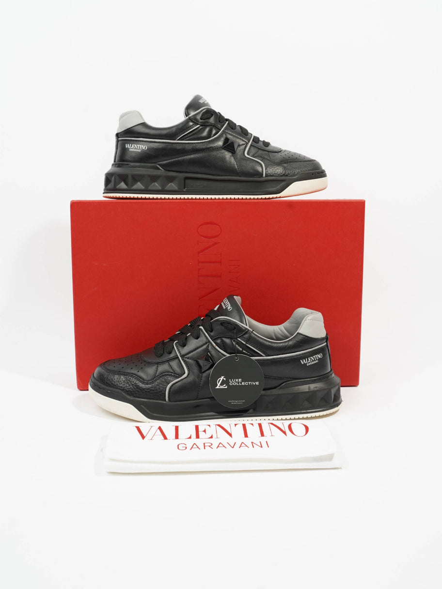 Valentino One Stud Sneakers Black Grey Leather EU 40 UK 6 Luxe Collective