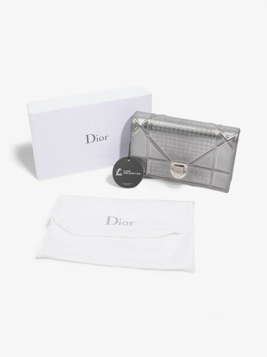 Christian Dior Diorama Wallet On Chain Silver Patent Leather Image 9