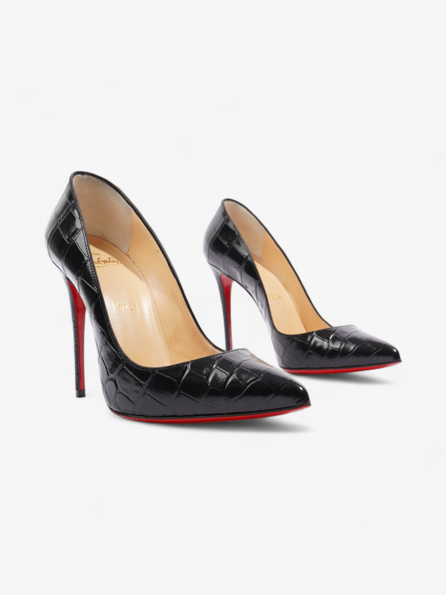 Christian Louboutin Pigalle Follies Alligator Embossed 100mm Black Calfskin Leather EU 38 UK 5 Image 2