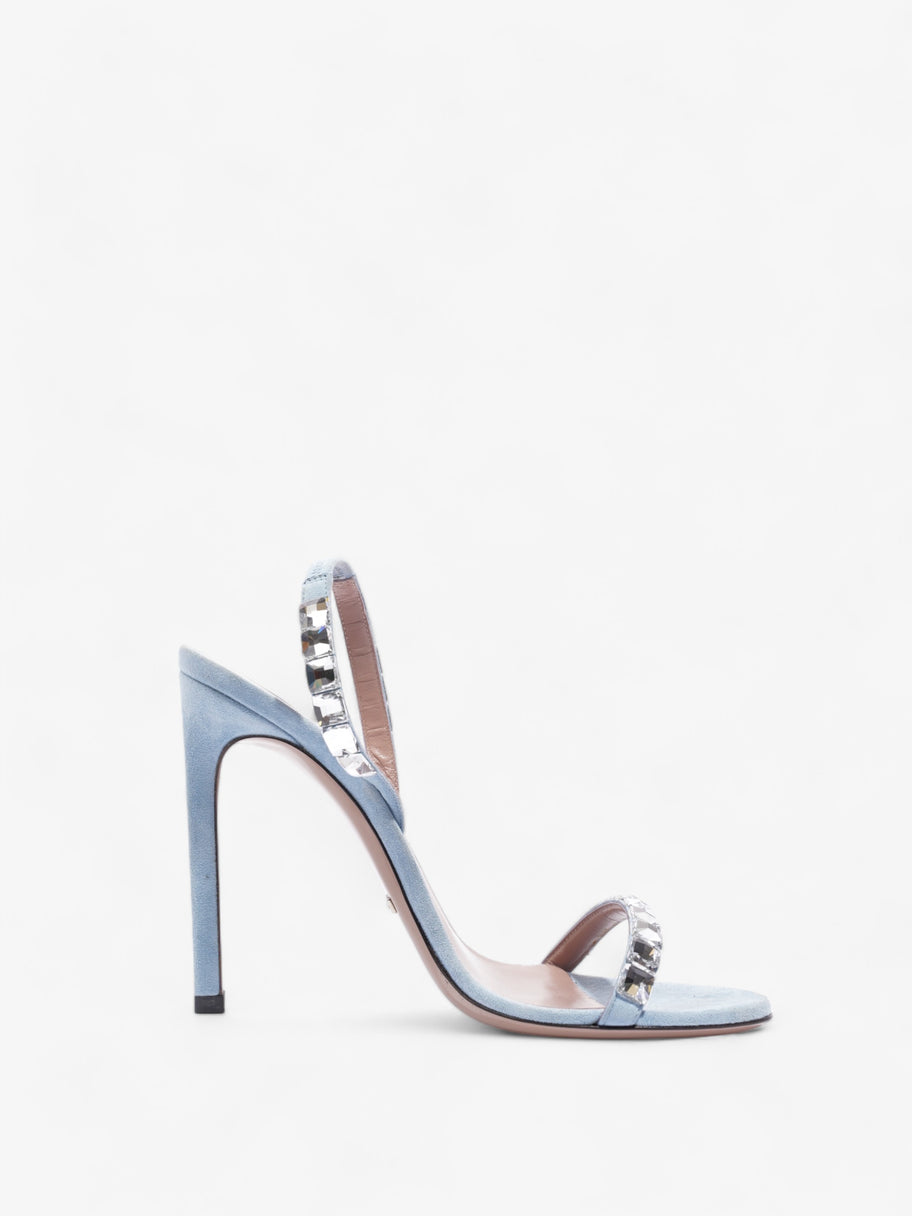 Gucci Kid Scamosciato Crystallo Mallory Slingback  100mm Mineral Blue  Suede EU 37.5 UK 4.5 Image 4