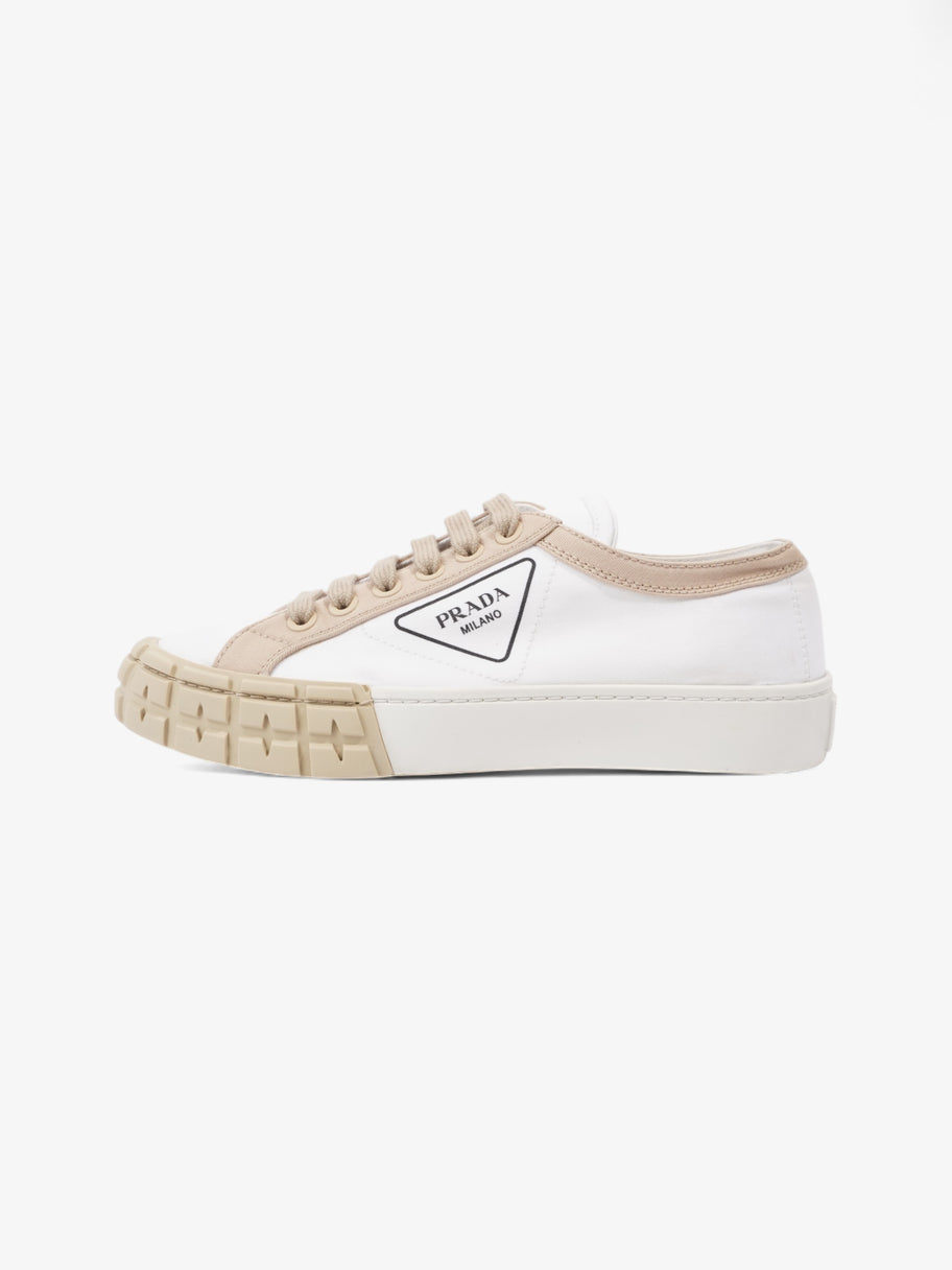 Prada Gabardine Triangle White / Beige Canvas EU 39.5 UK 6.5 Image 5