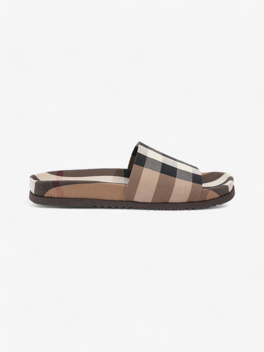 Burberry Check Slide Dark Birch Brown Cotton EU 42 UK 8 Image 1