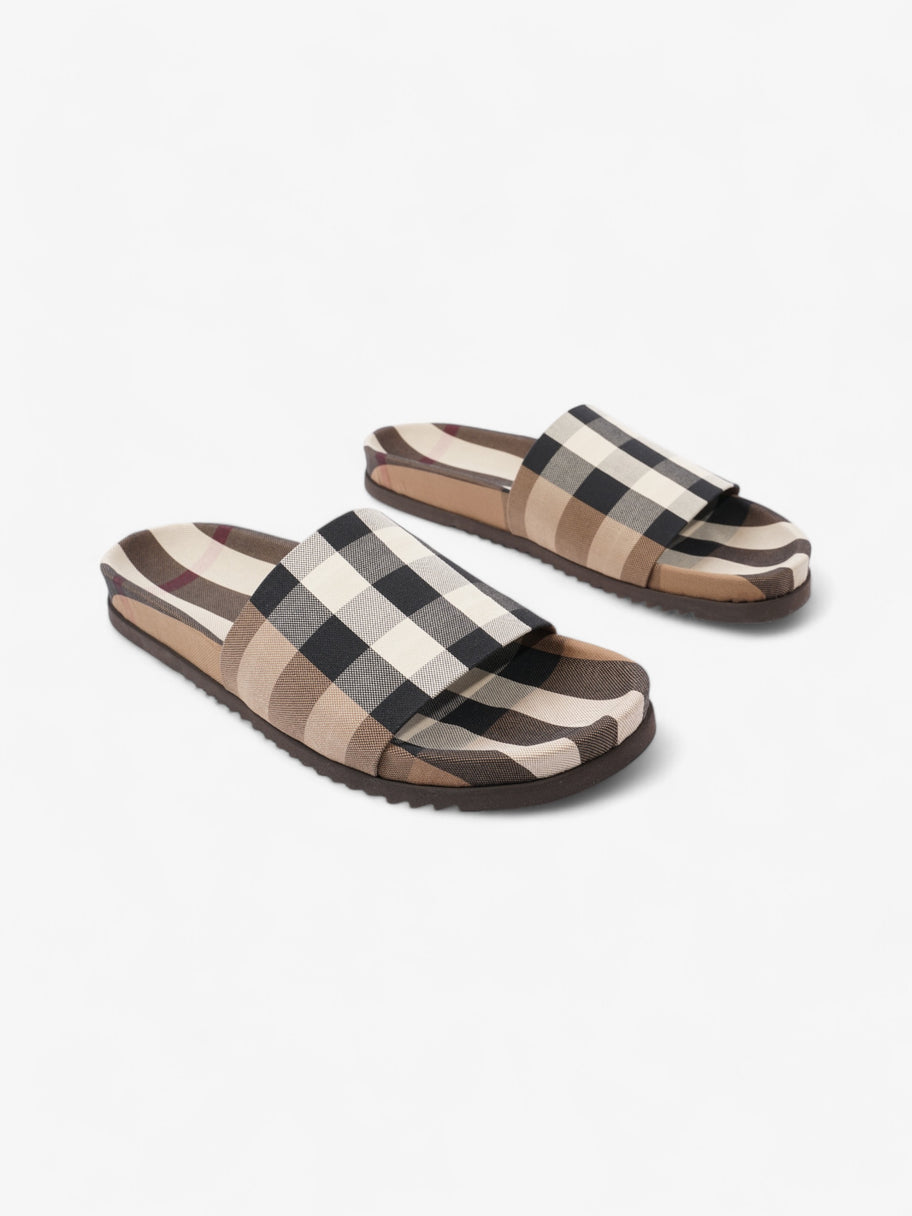 Burberry Check Slide Dark Birch Brown Cotton EU 42 UK 8 Image 2