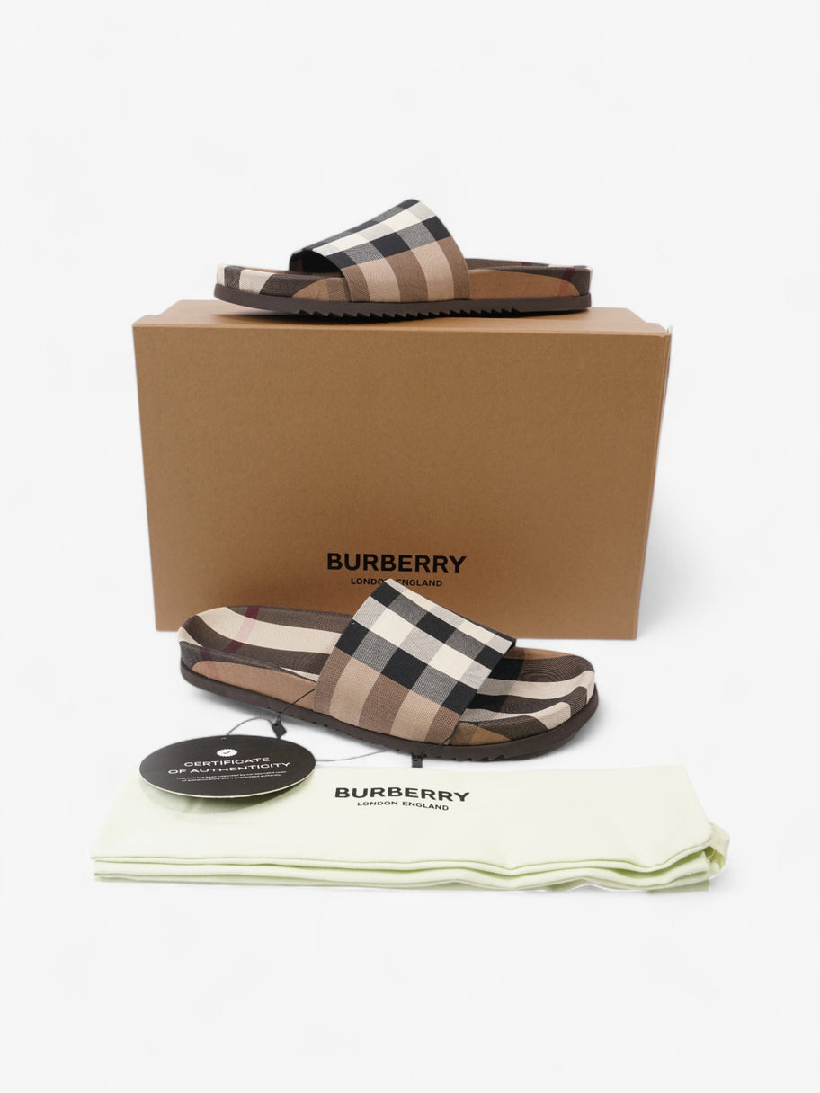 Burberry Check Slide Dark Birch Brown Cotton EU 42 UK 8 Image 9