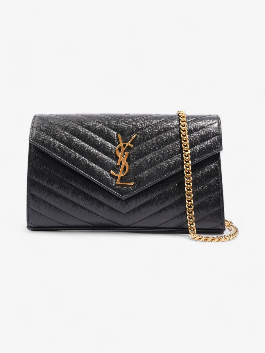 Saint Laurent Quilted Envelope Clutch Black Grained Leather Image 1