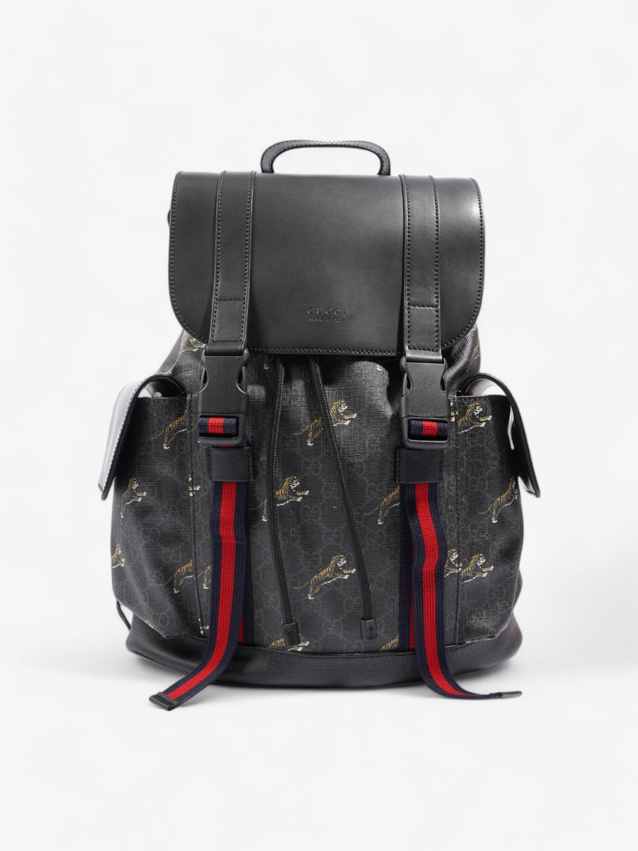 Gucci Tiger Backpack GG Supreme Black Canvas Luxe Collective