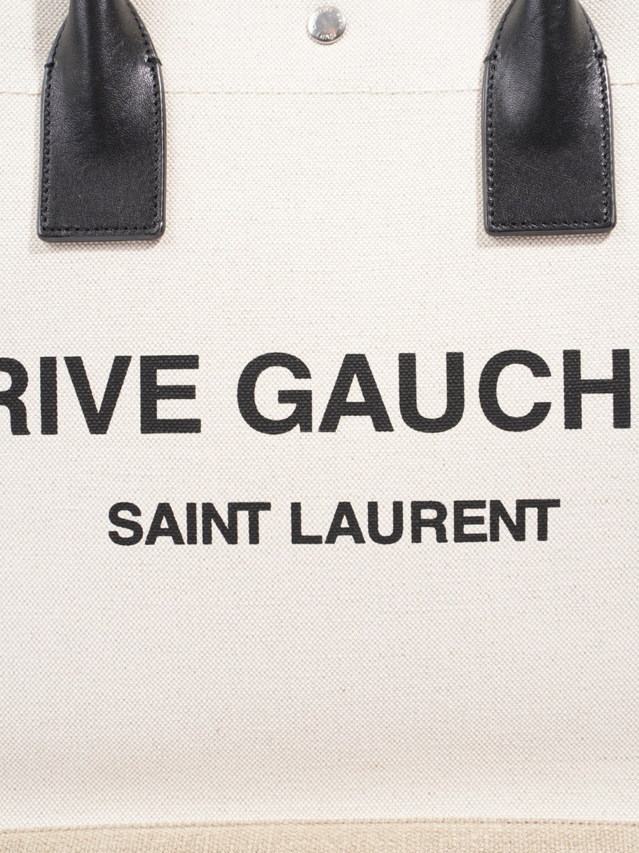 Saint Laurent Rive Gauche Tote Greige / Black Canvas Small Image 7