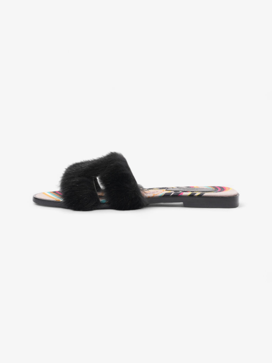 Hermes Oran Mink Sandals Black / Multicolour Mink EU 38 UK 5 Image 3