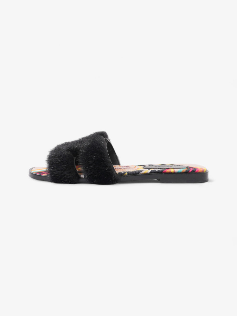 Hermes Oran Mink Sandals Black / Multicolour Mink EU 38 UK 5 Image 5