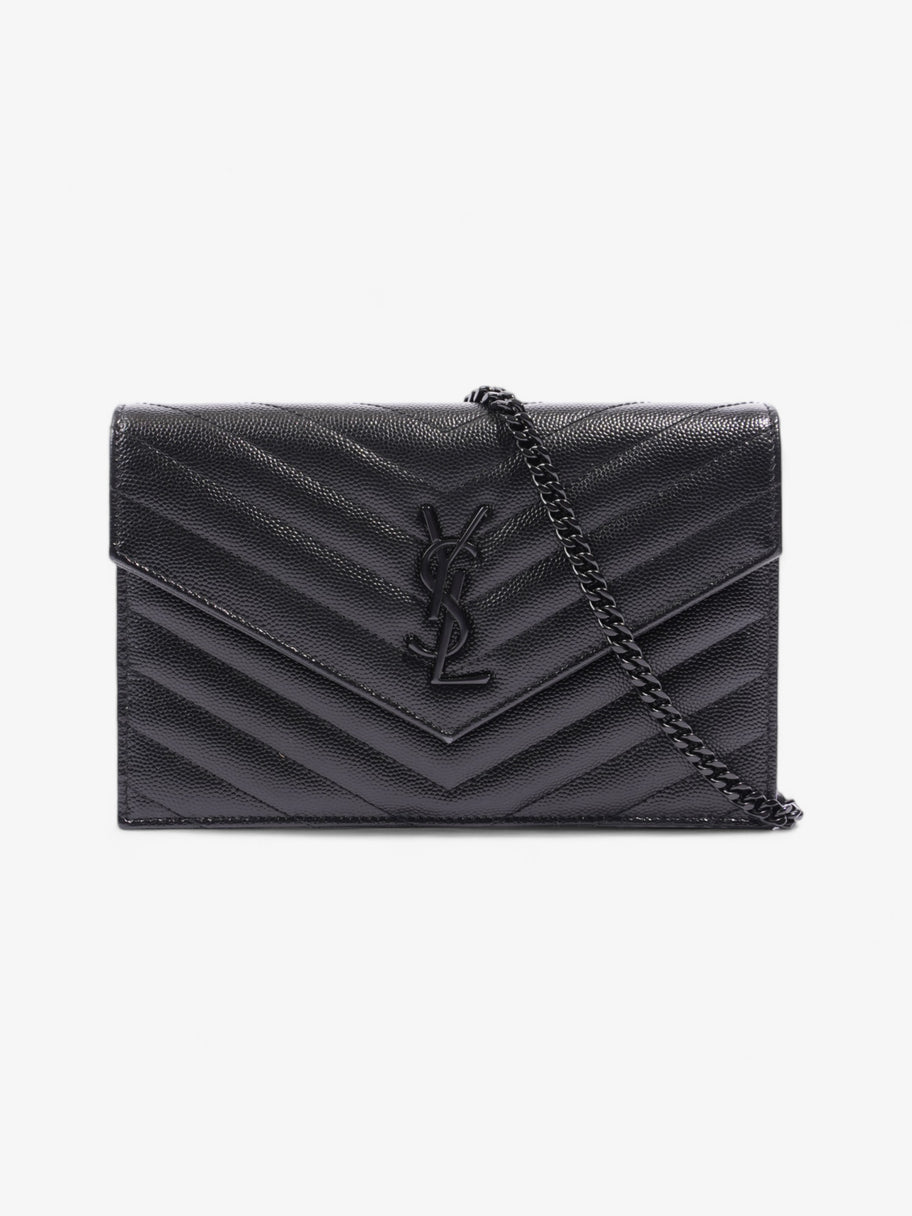 Saint Laurent Cassandre Envelope Chain Wallet Black Matelasse Leather Image 1