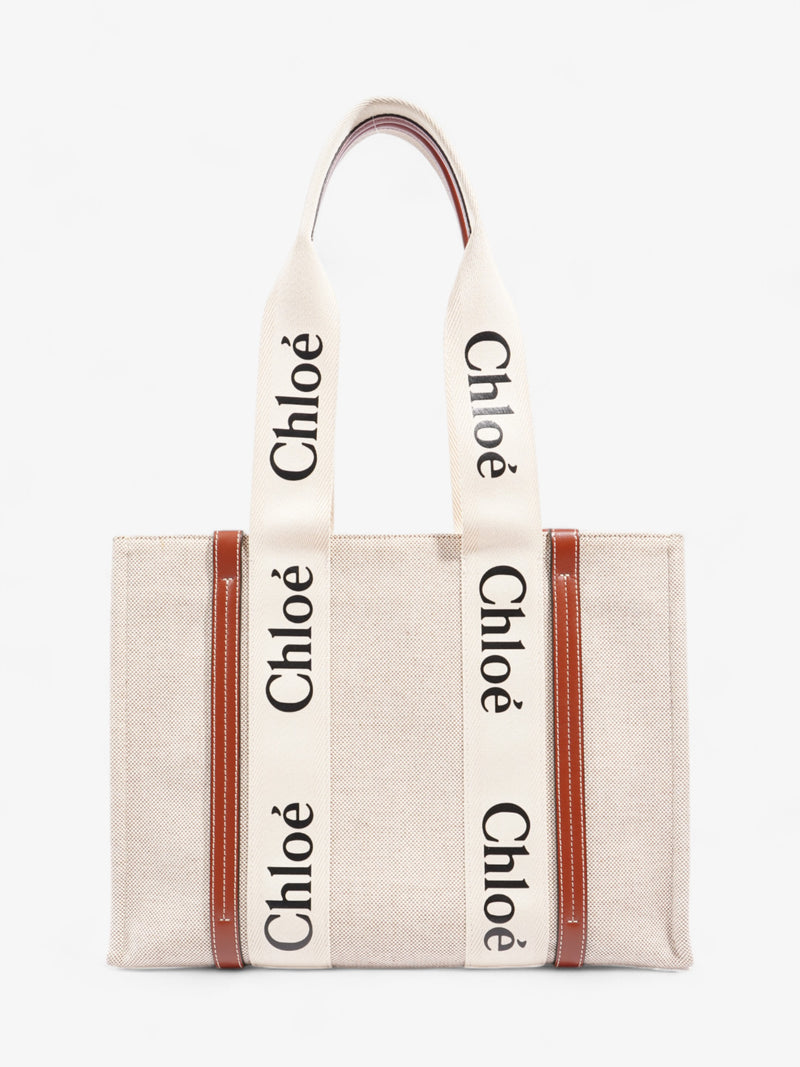  Chloe Woody Tote Beige / Brown Cotton Medium