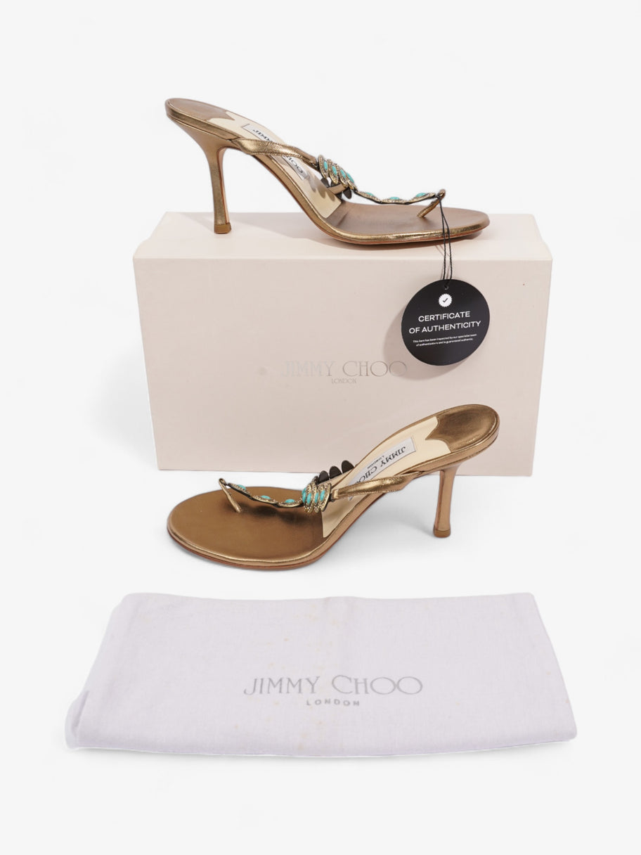 Jimmy Choo Kayla 70mm Gold / Blue Nappa Leather EU 38.5 UK 5.5 Image 10