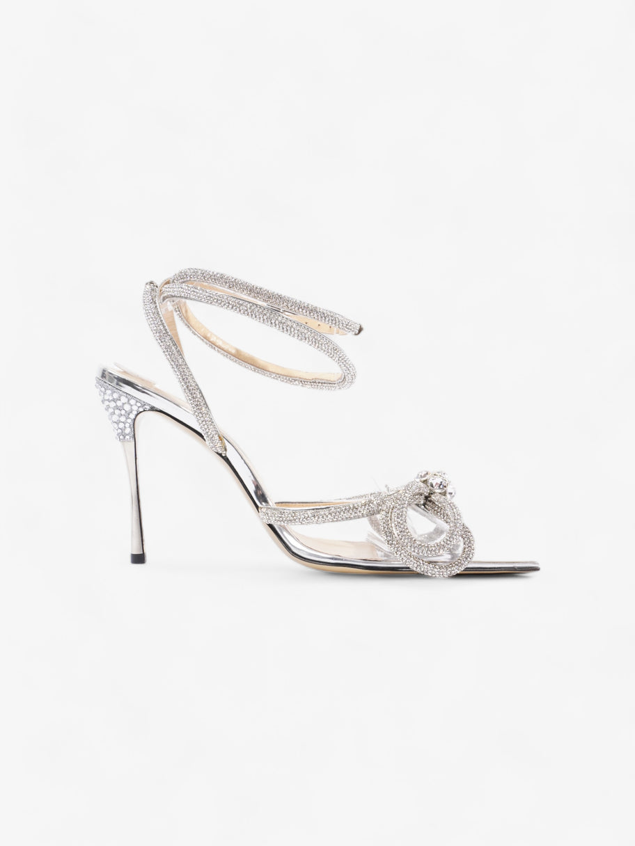 Mach & Mach Double Bow Heels  110 Silver Sequin EU 37.5 UK 4.5 Image 4