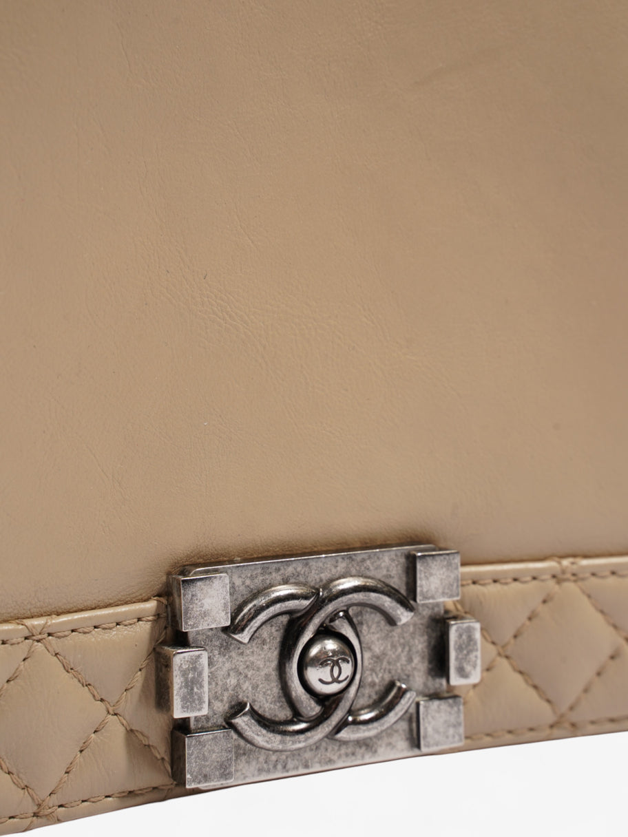 Chanel Boy Reverso Flap Beige Calfskin Leather Large Image 13