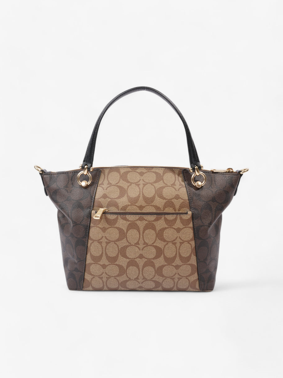 Coach Kacey Satchel Light Brown / Dark Brown Canvas Image 4